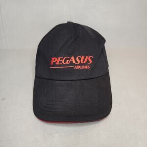 Pegasus Airlines Baseball Cap Hat Black with Red Embroidery Istanbul Turkey